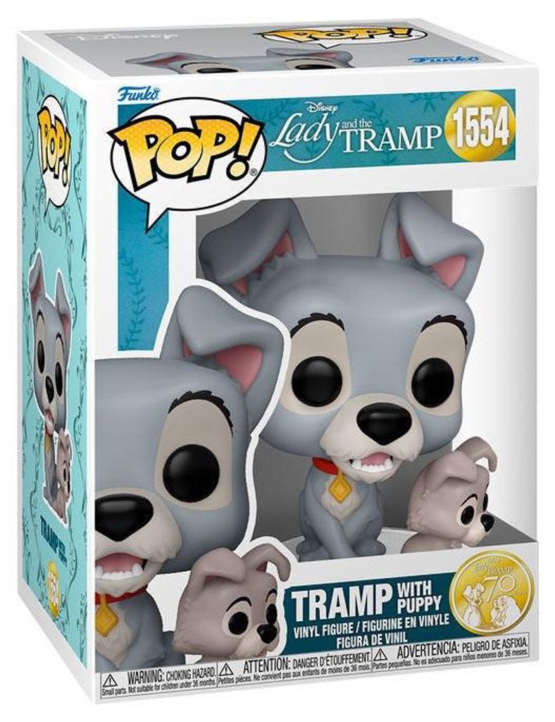 Disney Susi und Strolch Tramp-Figur mit Welpenspielzeug