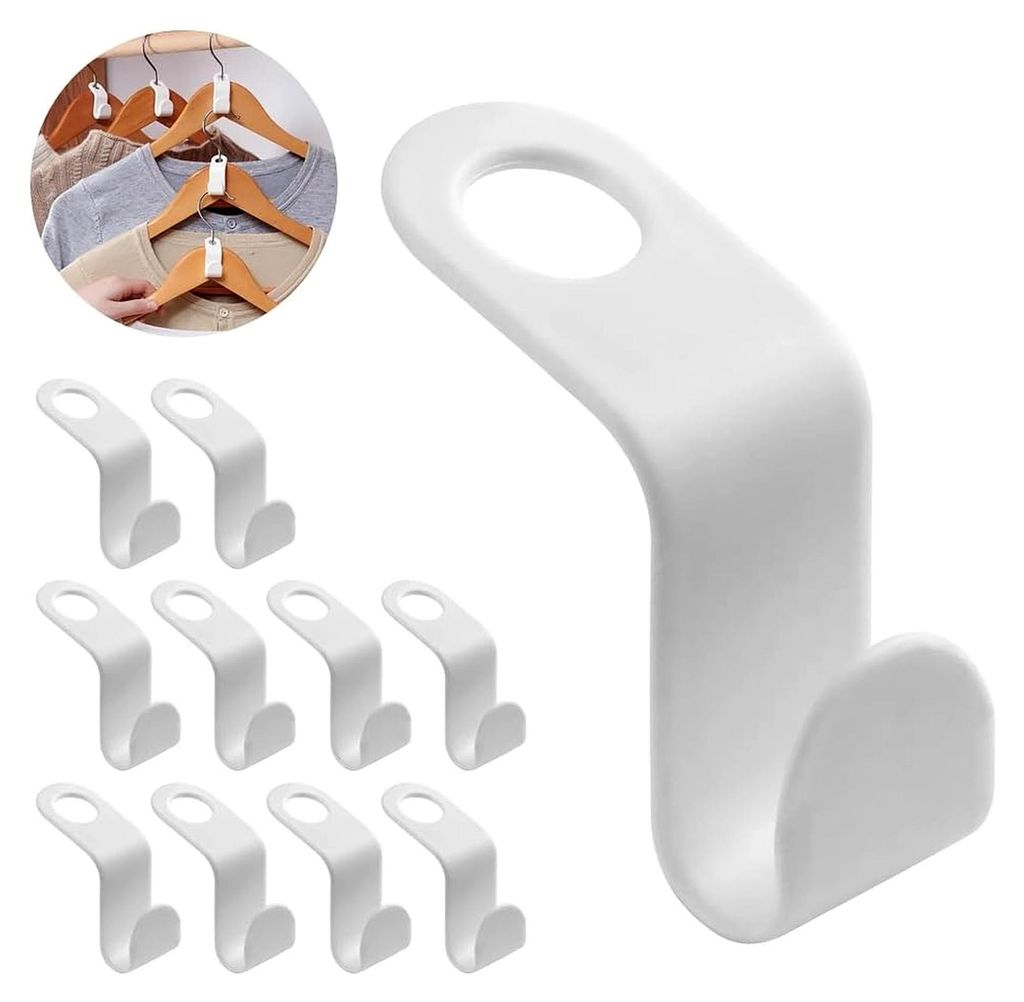 Kleiderbügel-Verbindungshaken, 10 Stück, super platzsparend, für Schrank, Weiß