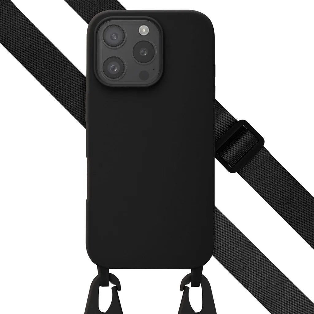 Cover iPhone 16 Pro Selencia Nero Silicone con Cordino | Shop Online