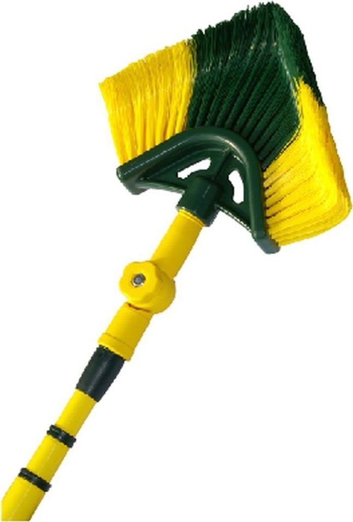 florasun Krallen Eckbesen mit 3,9 m Teleskopstiel, Dachrinnenreiniger, 45° Winkeladapter, Dachrinnenbürste mit einstellbarem Winkel für alle Ecken