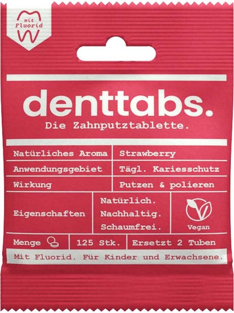 Denttabs Dentifrice Comprimés Avec Fluor Fraise Image du produit 
