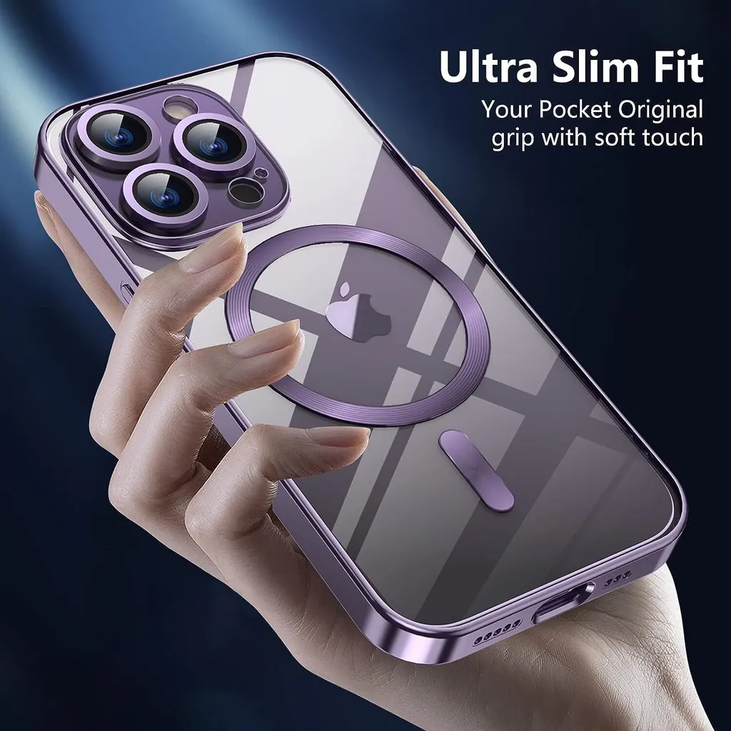 YUANDMI Cover Magnetica per iPhone 12 Pro Max Compatibile con MagSafe, Custodia per iPhone 12 Pro Max Traslucida Opaca Case Ultra-Sottile Silicone Anti-Scivolo Resistente ai Graffi, Viola