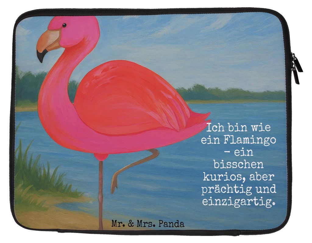 Mr. & Mrs. Panda Laptophülle Flamingo Classic Design 20 x 28 cm - Weiß - Geschenk, Ich, Laptop Hülle, Notebook Tasche, Prächtig, Rosa, Laptopta...