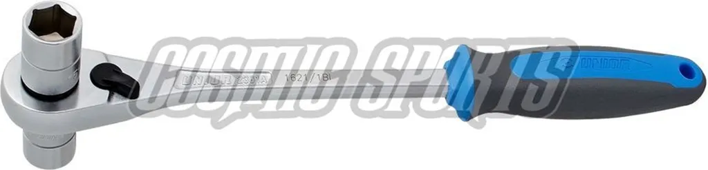 Clé à cliquet Unior 14-15 mm bi-matière robuste pour moyeux 3/8 pouce