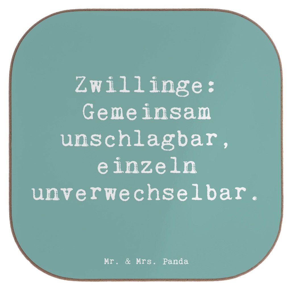 Mr. & Mrs. Panda Tischuntersetzer Spruch Unschlagbare Zwillingsgeschwister - Meeresbrise - Geschenk, Individualität, Untersetzer für Gläser, Tea...