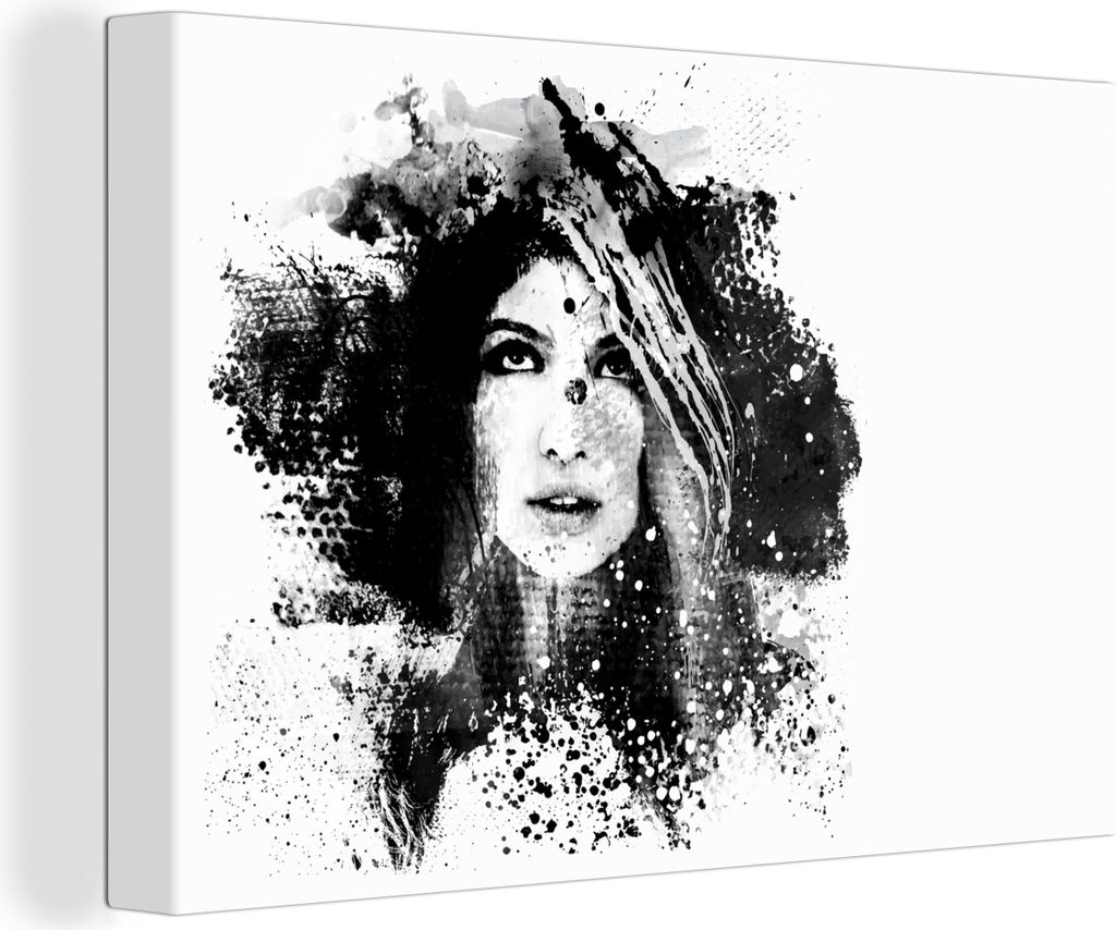 OneMillionCanvasses - Leinwandbilder - 140x90 cm, Illustration Frau schwarz und weiß, Wandbilder Kunstdruck Wanddekoration
