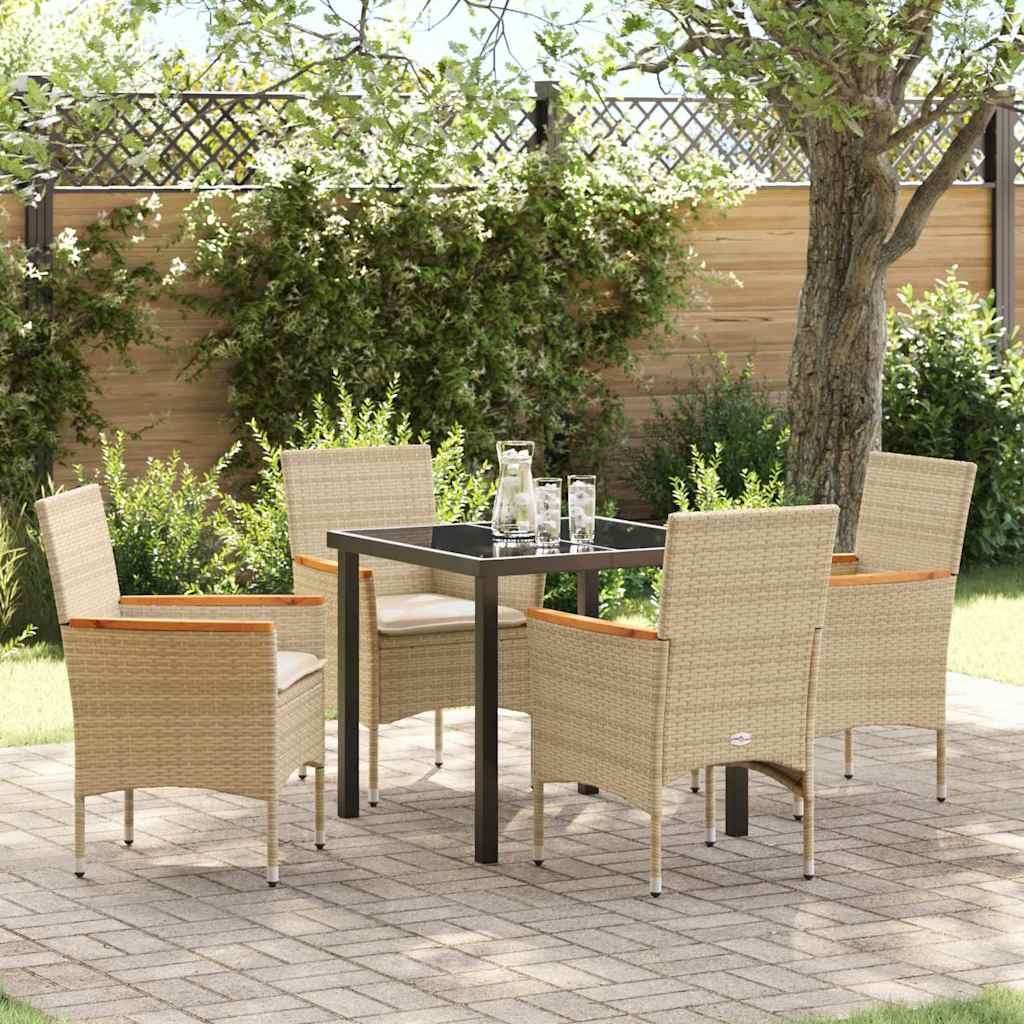 Maison Exclusive - Garten Essgruppe mit Kissen 5 pcs Beige Poly-Rattan
