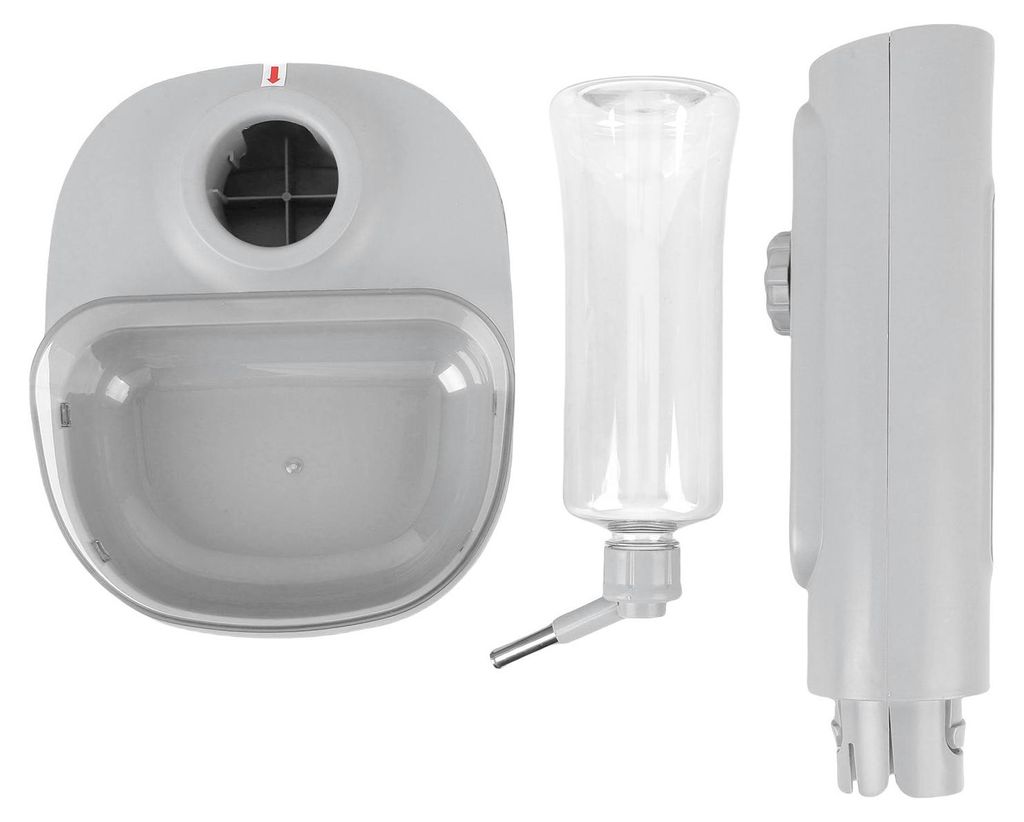Haustier stehender Wasserspender, Futterspender, tragbar, automatisch, höhenverstellbar, Hundefutter für Zuhause, Grau
