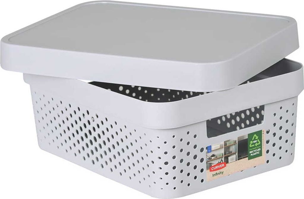 Úložný box INFINITY 11l s vekom sivý perforovaný Obrázok produktu 2