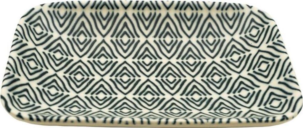 Augusta, Dipschale, Feinsteinzeug, Rautenmuster, blauschwarz/creme, 13x9,5cm