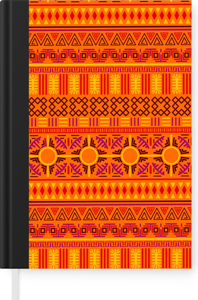 MuchoWow Notizbuch Tagebuch Haushaltsbuch Notebook A5 Muster - Orange - Sonne - Notizblock - Notizheft - Notebook - Schreibblock - Papier