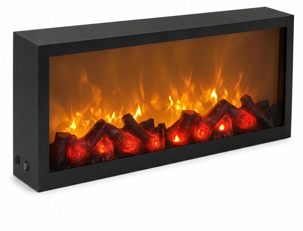 Dekorativer LED-Kamin, aus Metall, 10 x 57 x 25 cm Produktbild 