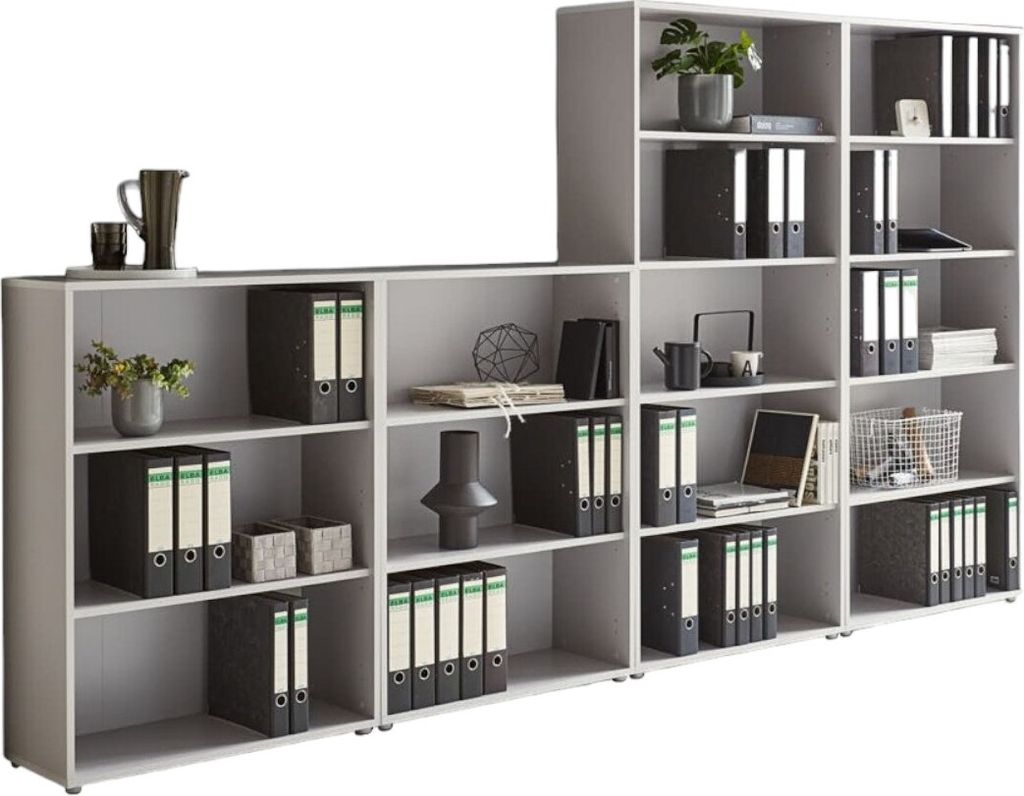Aktenregal TABOR 5 in lichtgrau, Regal-Set, Büroregale, ideal für Aktenordner