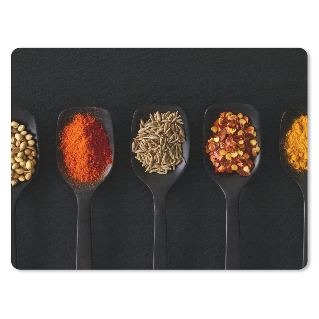 MuchoWow Mauspad Mousepad Löffel - Gewürze - Schwarz - Gewürze - Rustikal 40x30 cm - Mousepads - Maus Mat - Pad - Mausunterlage - Anti Rutsch