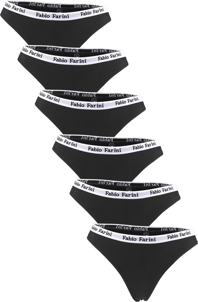 Fabio Farini - 6 Stück Damen Unterhosen - Frauen Tanga aus Baumwolle im sportlichen Look mit Designerbündchen