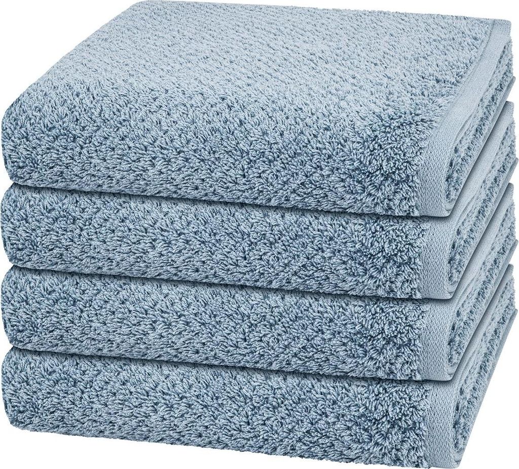 Cawö Pure 4 X Handtuch im Set Natürliches Material mit feiner Struktur, Saugfähig und hautfreundlich, Trocknergeeignet und pflegeleicht