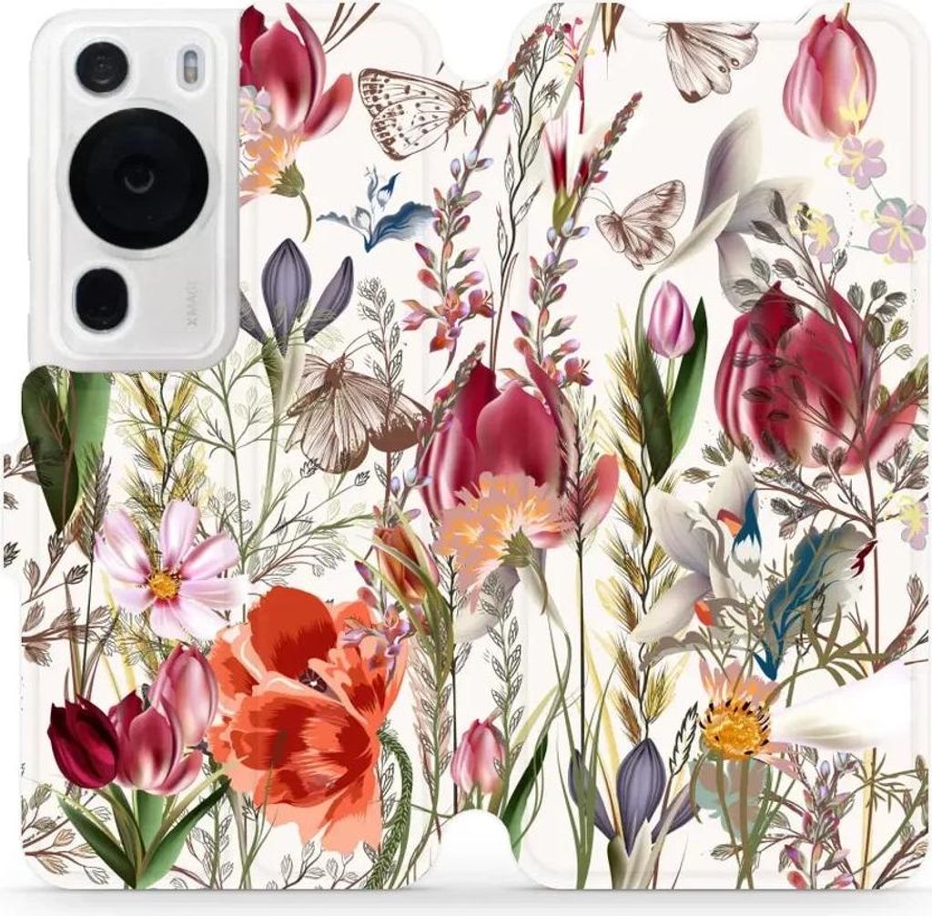 Handyhülle mit klappe für Huawei P60 Pro, Mobiwear Book, Blumenstrauß