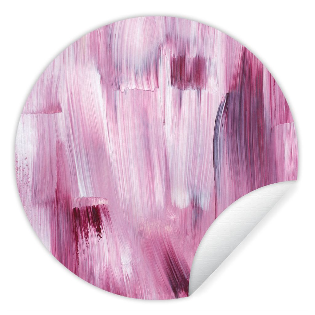 MuchoWow Runde Wandtattoo - Wandsticker Tapete Aufkleber Farben - Farbe - Rosa Ø 30 cm Selbstklebend und Repositionierbar - Wandaufkleber - Krei...