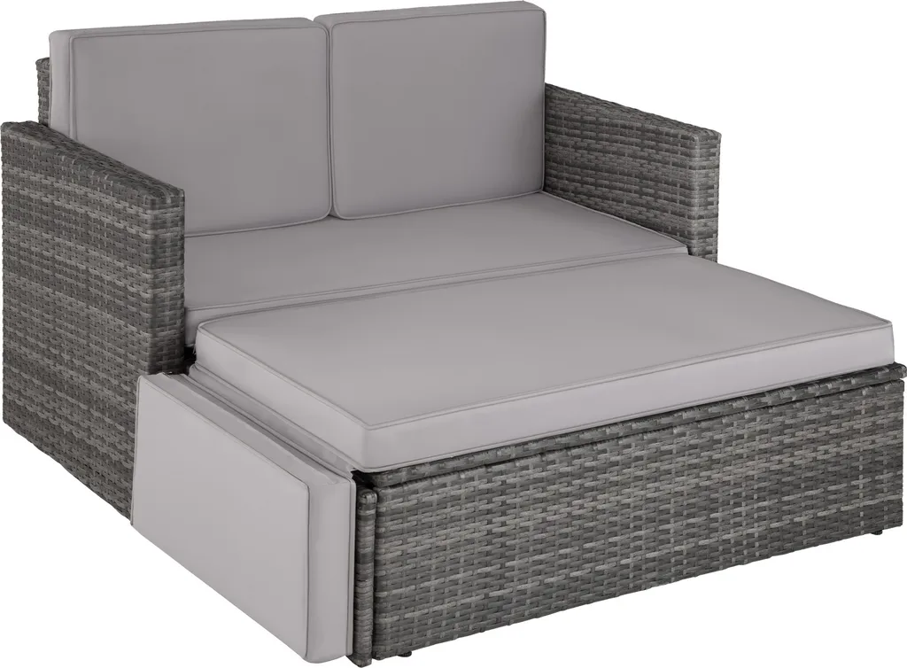 Canapé de jardin modulable gris CORFOU résistant aux UV et intempéries