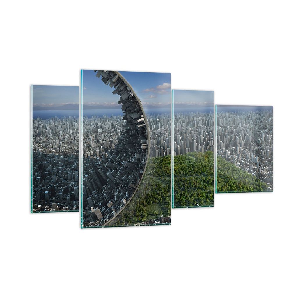 Bilder auf glas - Baum Park Abstraktion Stadt - 120x70cm - Glasbilder - Wandbilder - Kunstdruck - zum Aufhängen bereit - Wanddekoration aus Glas -...
