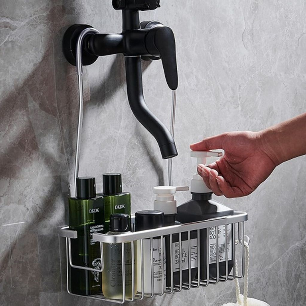 Duschablage zum Hängen,Duschregal zum Hängen,Ohne Bohren Duschkorb Shower Shelf Duschhalterung Shampoo Dusche Halterung - Silber