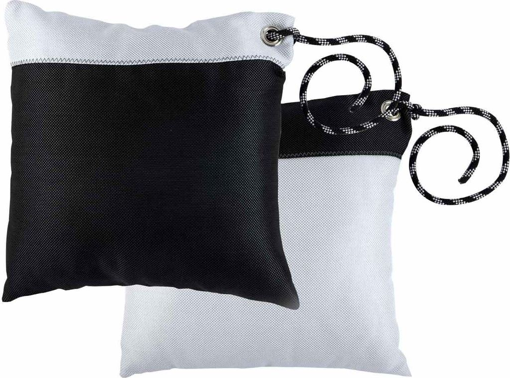 Zwei wasserabweisende Kissen Farbe Schwarz/Weiss mit Füllung