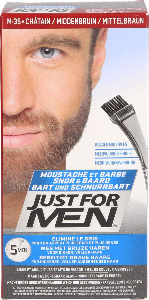JUST FOR MEN Pflege-Brush-In-Color-Gel mittelbraun, 1 St. Produktbild 