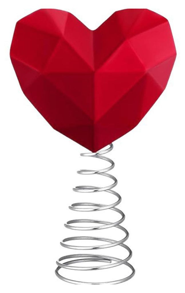Romantischer, roter, herzförmiger Valentinstags-Baumspitzen-Anhänger in 3D-Form mit spiralförmigem Sockel für Hochzeiten, Partys und Feiertage