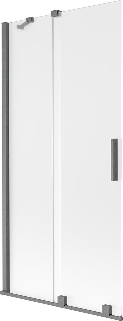 Mexen Velar Badewannenabtrennung 2-flügelig verschiebbar 95 x 150 cm, matt, gebürstetes Gun Gray - 896-095-000-31-66