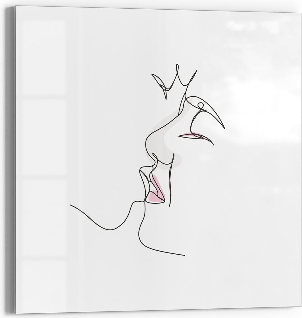 DEQORI Magnettafel Glas 50x50 cm 'Liebe in Linien' beschreibbar Whiteboard Pinnwand Küche