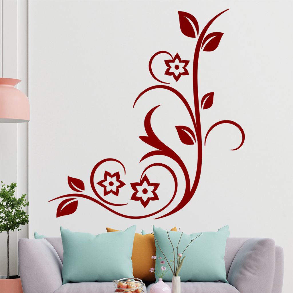 Sternen - Blüten - Pflanze Wandtattoo in 6 Größen - Wandaufkleber Wall Sticker - Dekoration, Küche, Wohnzimmer, Schlafzimmer, Badezimmer