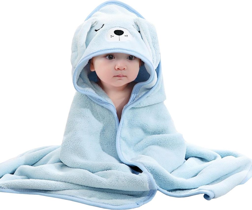 1 Stück Cartoon Tier Baby Badetuch für Neugeborene, Baby, Kleinkind, Säugling - saugfähige große Baby Handtuch - Bär, 80*80CM
