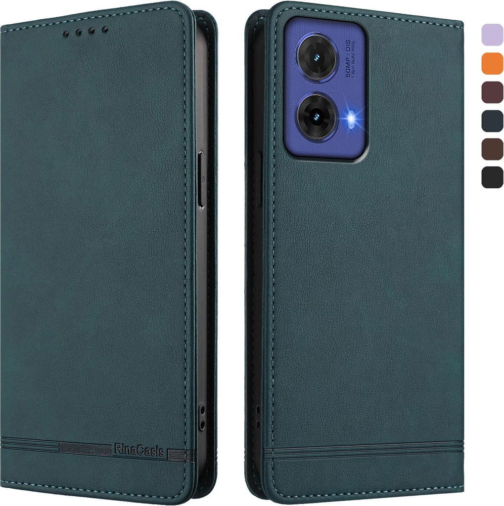 Hülle für Motorola Edge 50 Fusion/Moto G85, Retro Kunstleder Ständer Klapphülle mit Kartenfächer und Magnetische Grün