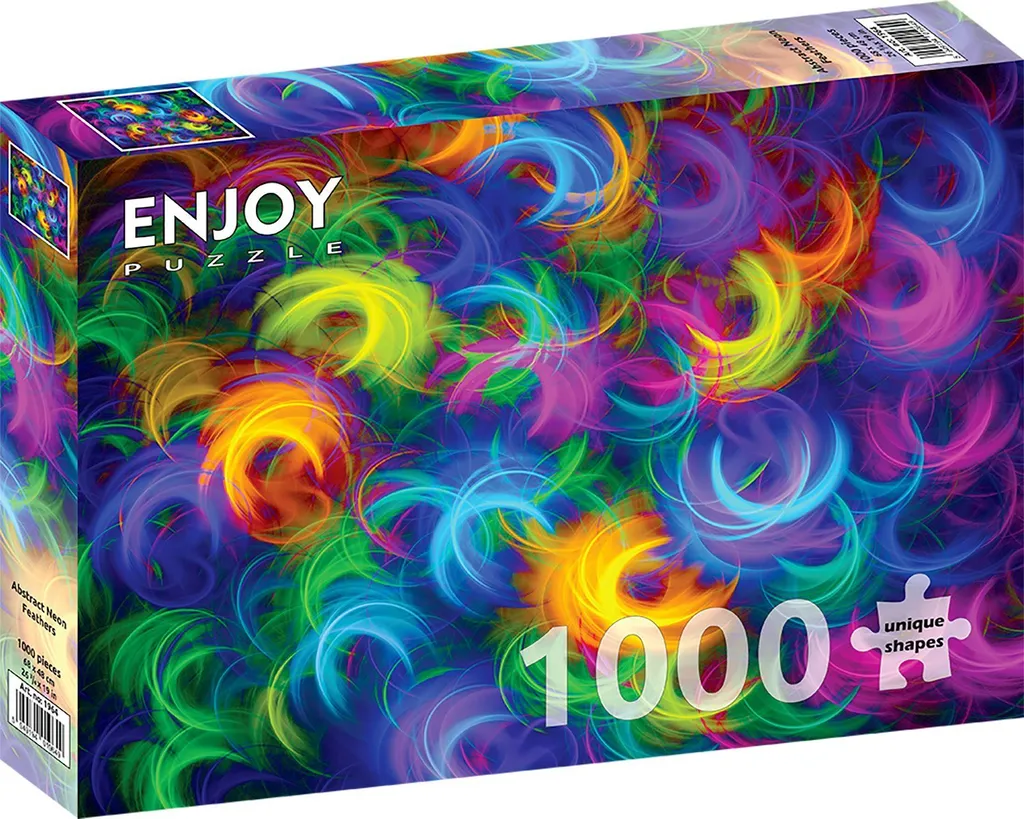 Puzzle adulte 1000 pièces Plumes Néon Abstraites Enjoy - Jeu Créatif