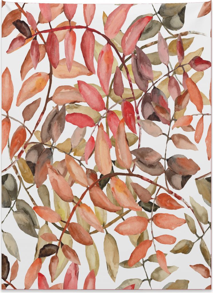 Abakuhaus Natur Wandteppich, Northwoods Falling Leaf aus Weiches Mikrofaser Stoff Kein Verblassen Klare Farben Waschbar, 110 x 150 cm, Coral Taupe ...