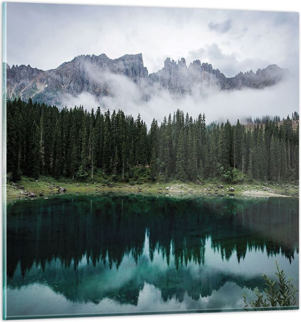 Bilder auf glas - Einteilig - Landschaft Berge Wolken - 60x60cm - Glasbilder - Wandbilder - Bilder - zum Aufhängen bereit - Wanddekoration aus Gla...