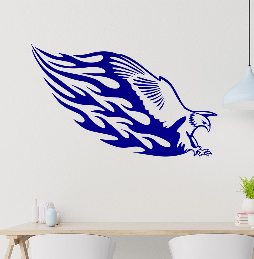 Flammen Adler Wandtattoo in 6 Größen - Wandaufkleber Wall Sticker - Dekoration, Küche, Wohnzimmer, Schlafzimmer, Badezimmer