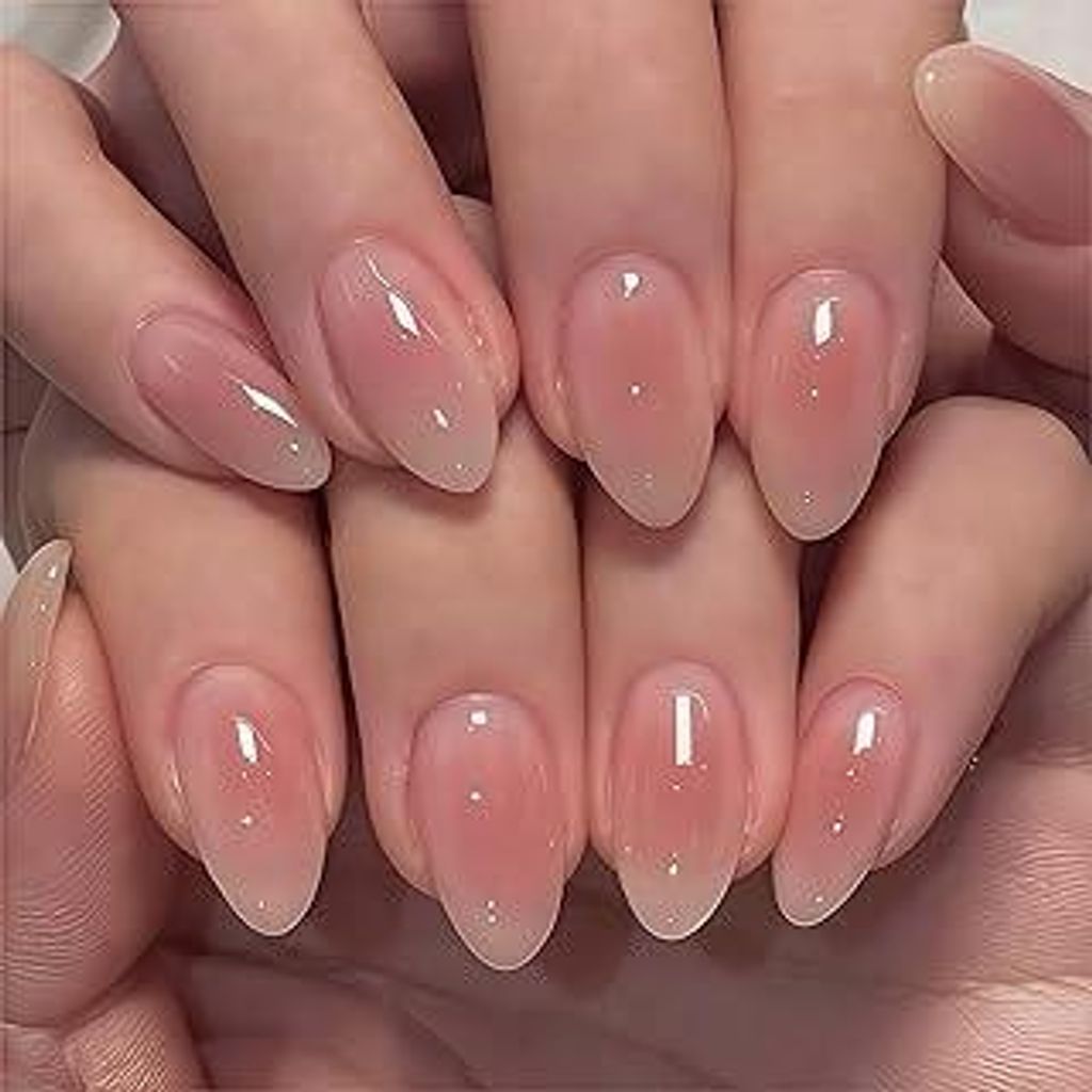 24 Stück Rosa Farbverlauf Falsche Nägel - Mittel Press on Nails Mandel - Full Cover Künstliche Fingernägel Zum Aufkleben - Atmungsaktiv Künstl...