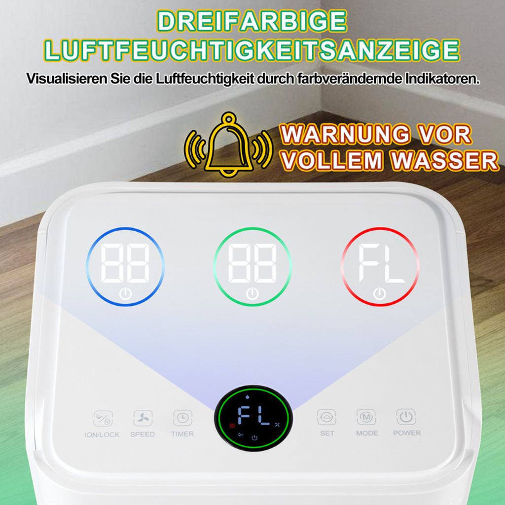 YEMASTER 2,5L Haushalts-Luftentfeuchter – Kompakt, Leise, Für Schlafzimmer & Keller Luftentfeuchter Weiß, Raumgröße: 20 M²