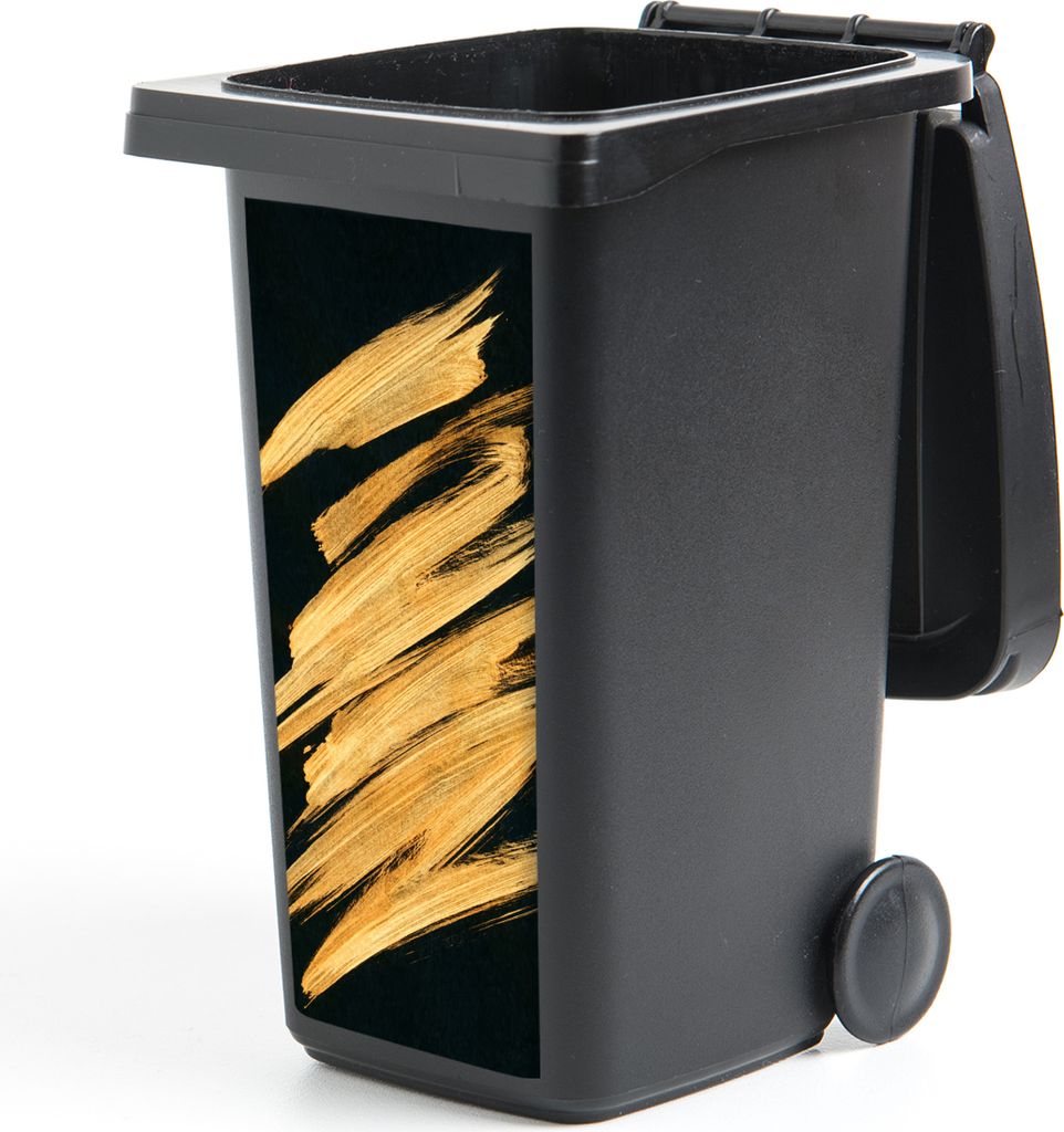 MuchoWow Mülltonnenaufkleber Gold - Farbe - Streifen - Luxus - Abstrakt 44x98 cm - Containeraufkleber - Aufkleber - Mülltonnen-Aufkleber