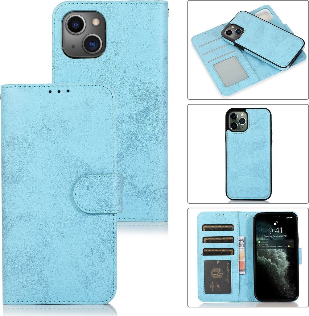 Mobigear Wallet iPhone 13 Mini Hülle Abnehmbare 2in1 Klapphülle Geldbörse - Babyblau