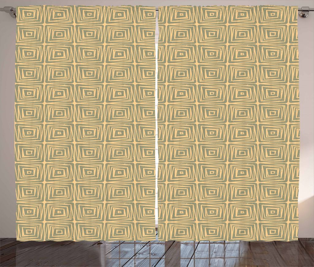 ABAKUHAUS Erdfarben Rustikaler Vorhang, Städtische Grunge Tile, Wohnzimmer Universalband Gardinen mit Schlaufen und Haken, 280 x 245 cm, Blasses O...