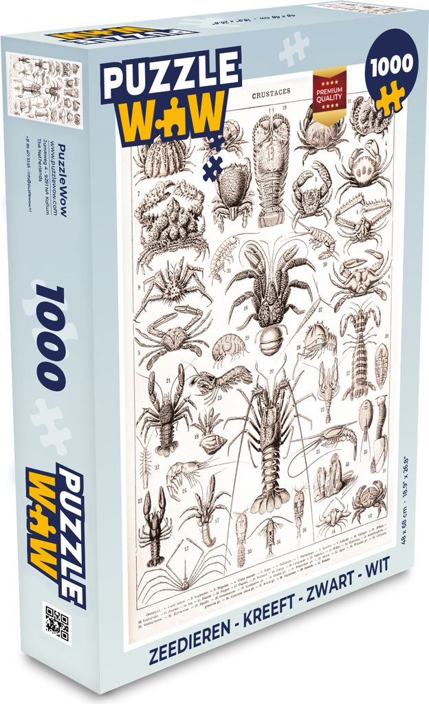 MuchoWow Puzzle 1000 Teile Meerestier - Hummer - Schwarz - Weiß - Spielzeug - Alt und Jung - Spiele - Puzzeln