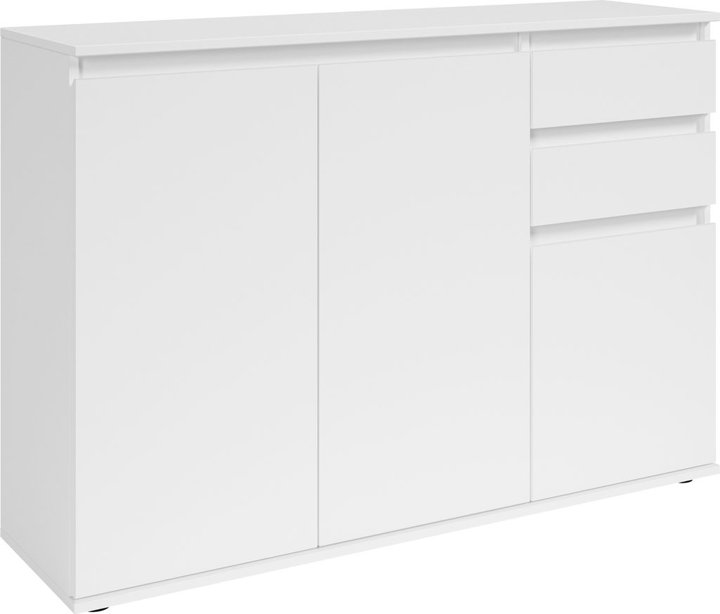 Sideboard >Brest< 3 Türen, 2 Schübe, in weiß - 119x84x35cm (BxHxT)