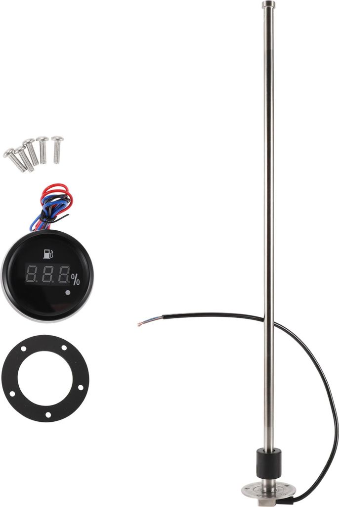 Kraftstoff-Sendeinheit und Messgerätesatz Boot Kraftstoff-Sendeinheit Marine Kraftstoff-Sender Einheit Metall 600mm 23,62" Länge 1 Satz Silber Sc...