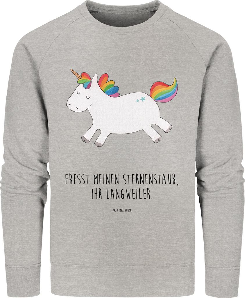 Mr. & Mrs. Panda Baumwoll Pullover Einhorn Happy Größe XL - Heather Grey - Geschenk, Unicorn, Sweatshirt, Rundhals, Pulli, Einhörner, Spannend, ...