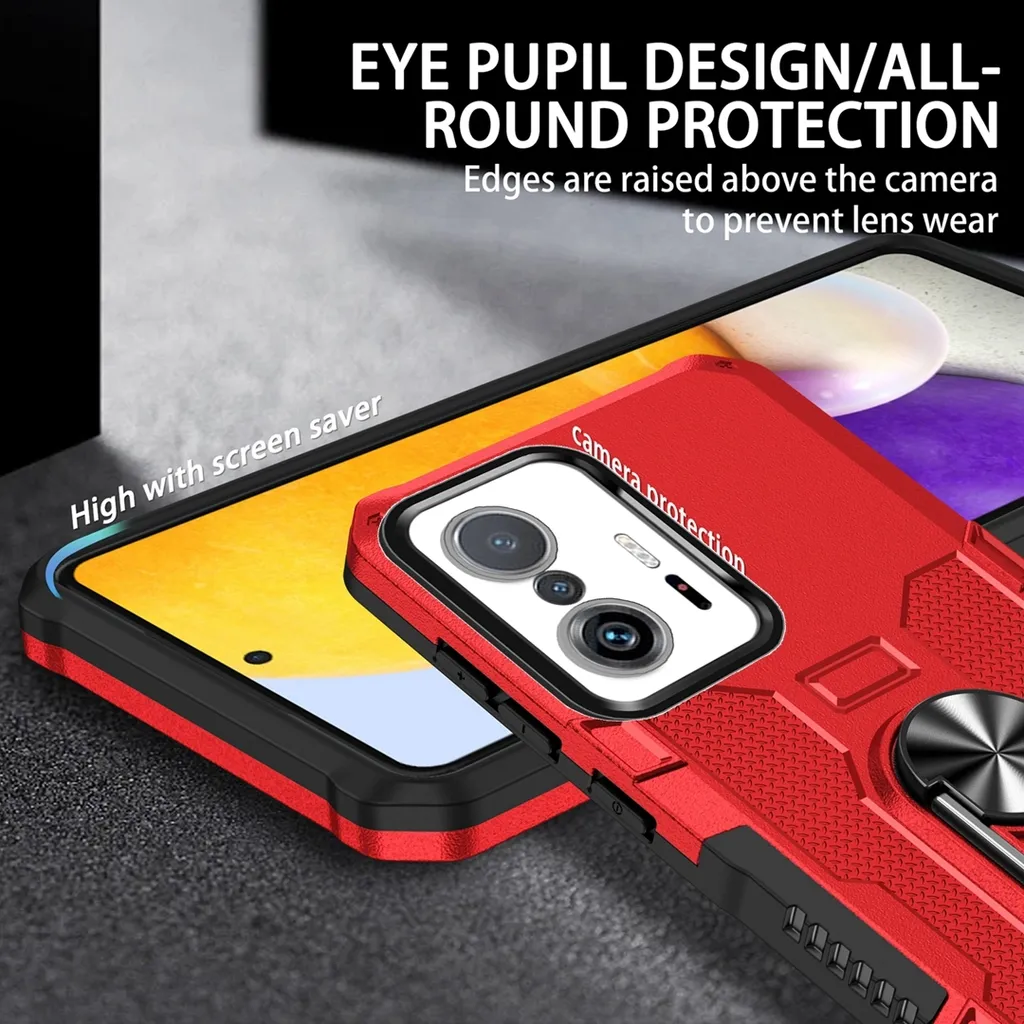 RanTuo Custodia per Xiaomi 11T PRO Cover, TPU Morbido, Antiurto, Resistente ai Graffi, Supporto ad Anello Rotante a 360 Gradi, Cover per Xiaomi 11T PRO .(Nero