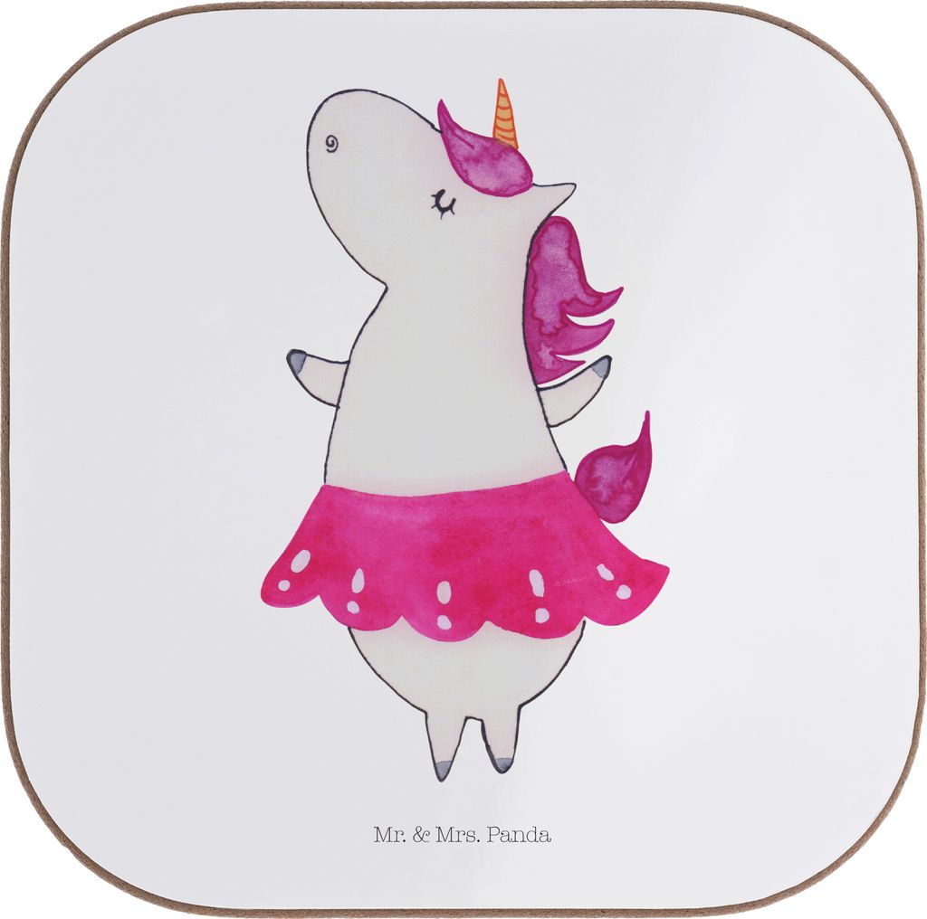 Mr. & Mrs. Panda unterleger Einhorn Ballerina - Weiß - Geschenk, Tanzen, Geburtstag, gläseruntersetzer, Unicorn, Wohnung, Coaster, Tassen Unterse...