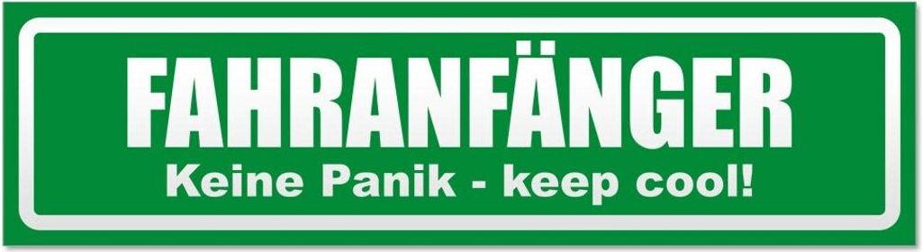 Kiwistar - Autoaufkleber - Grün - 60 x 16 cm - Fahranfänger. Keine Panik - Keep cool! Invertiert - Hinweis Aufkleber Sticker für Auto, Kfz, Fahr...
