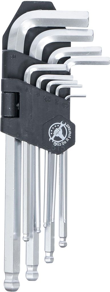 KRAFTMANN 815 Innensechskant-Kugelkopf-Winkelschlüssel-Set 1,5 - 10 mm, 9-tlg